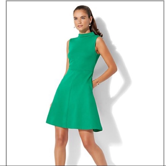 green fit and flare dress